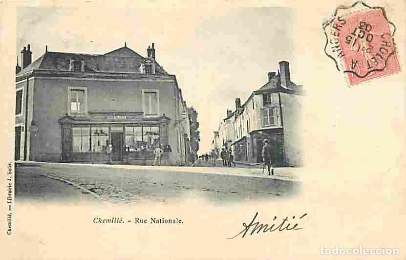Postkarten: France - 49 - Chemill&eacute; - Rue Nationale - Anim&eacute;e - Pr&eacute;curseur - Oblit&eacute;ration ronde de 1903 - CPA - Vo