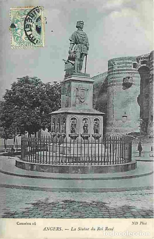 Postkarten: France - 49 - Angers - La Statue du Roi Ren&eacute; - Oblit&eacute;ration ronde de 1905 - CPA - Voir Scans Recto-V
