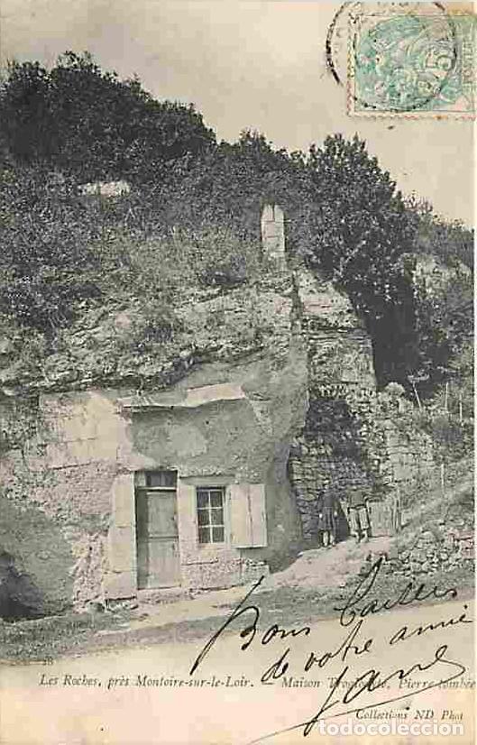 Postkarten: France - 41 - Les Roches - Pr&egrave;s Montoire sur le Loir - Maison Troglodyte - Pierre tomb&eacute;e - Anim&eacute;e -