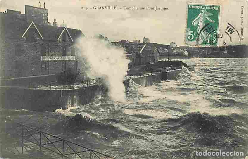 Postkarten: France - 50 - Granville - Tempete au Pont-Jacques - Effet de Vagues - Oblit&eacute;ration ronde de 1908 - C