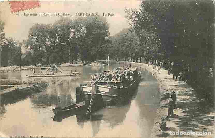 Cartes Postales: France - 51 - Sept-Saulx - Le Port - Anim&eacute;e - P&eacute;niche charg&eacute;e de bois - Correspondance - Oblit&eacute;ratio