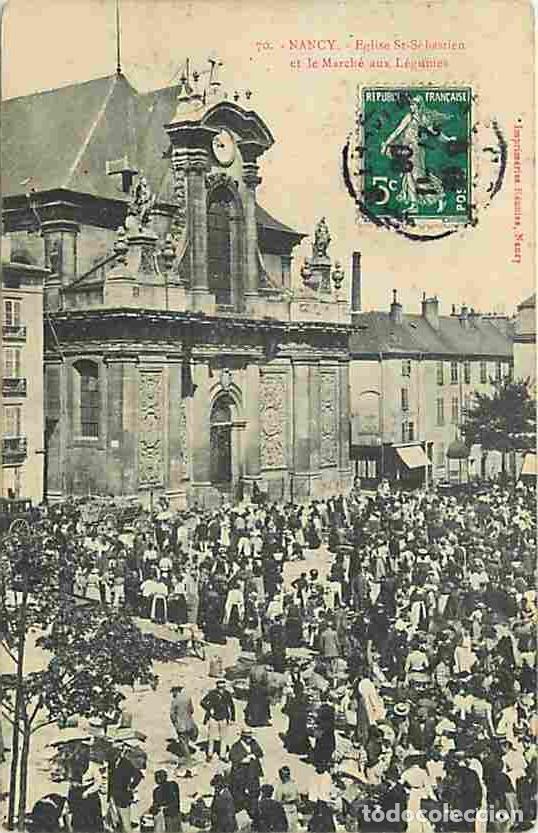 Cartes Postales: France - 54 - Nancy - Eglise Saint S&eacute;bastien et le March&eacute; aux l&eacute;gumes - Anim&eacute;e - Oblit&eacute;ration ronde