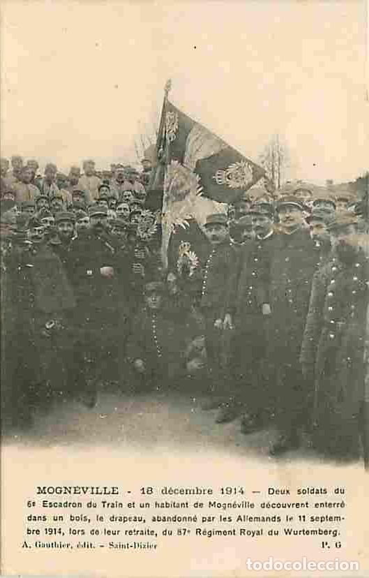 Postais: France - 55 - Mogn&eacute;ville - Le 18 d&eacute;cembre 1914 - Deux soldats du 6e Escadron du Train et un habitant