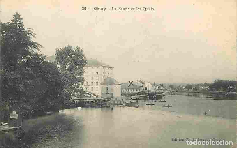 Postales: France - 70 - Gray - La Saone et les Quais - Correspondance - Oblit&eacute;ration ronde de 1915 - CPA - Voi