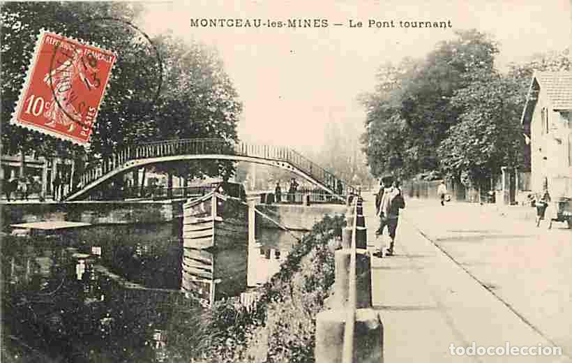 Postales: France - 71 - Montceau les Mines - Le Pont tournant - Anim&eacute;e - Oblit&eacute;ration ronde de 1910 - Etat pli