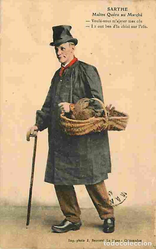 Cartes Postales: France - 72 - Sarthe - Maitre Qu&eacute;ru au March&eacute; - Anim&eacute;e - Folklore - Coloris&eacute;e - Etat l&eacute;ger pli visib
