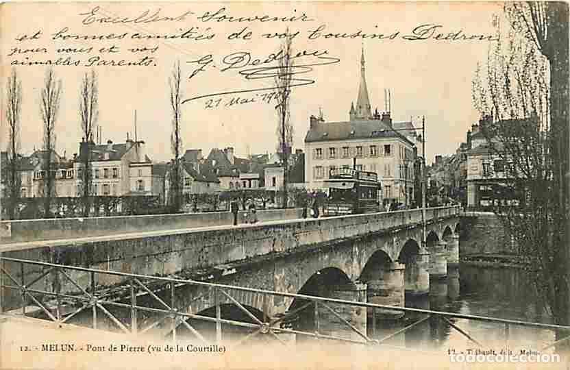 Postales: France - 77 - Melun - Pont de Pierre - Vu de la Courtille - Anim&eacute;e - Tramway - Correspondance - Obli