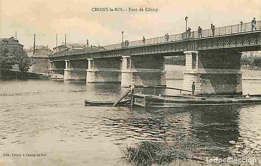 Cartoline: France - 94 - Choisy le Roi - Pont de Choisy - Anim&eacute;e - Oblit&eacute;ration ronde de 1926 - CPA - Voir Scan