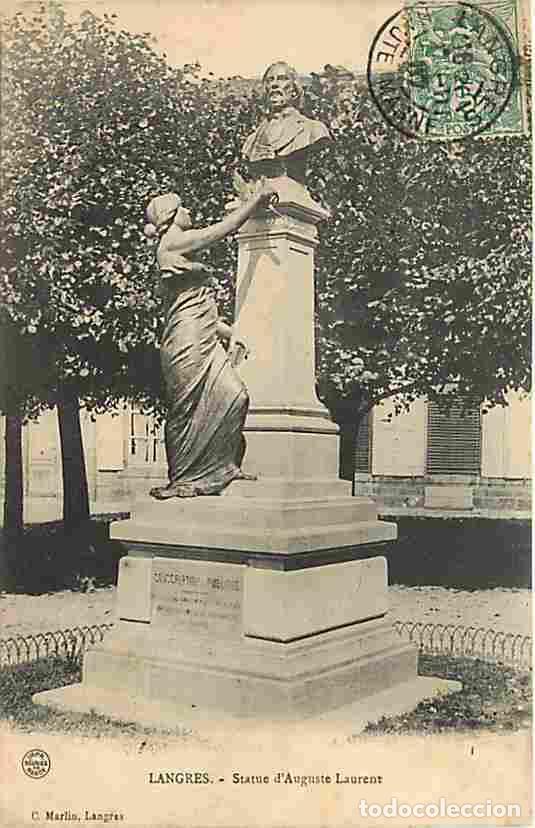 Cartoline: France - 52 - Langres - Statue d'Auguste Laurent - Oblit&eacute;ration ronde de 1907 - CPA - Voir Scans Rec