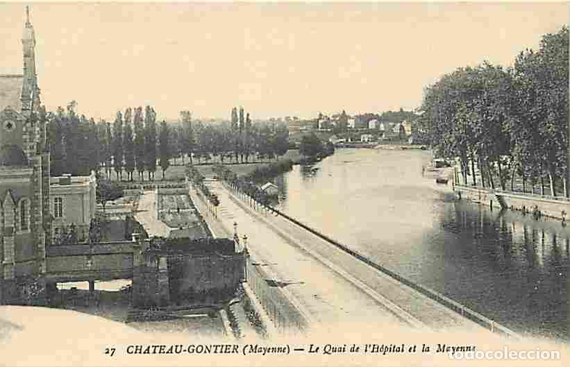 Cartoline: France - 53 - Ch&acirc;teau Gontier - Le Quai de l'h&ocirc;pital et la Mayenne - Carte Neuve - CPA - Voir Scans