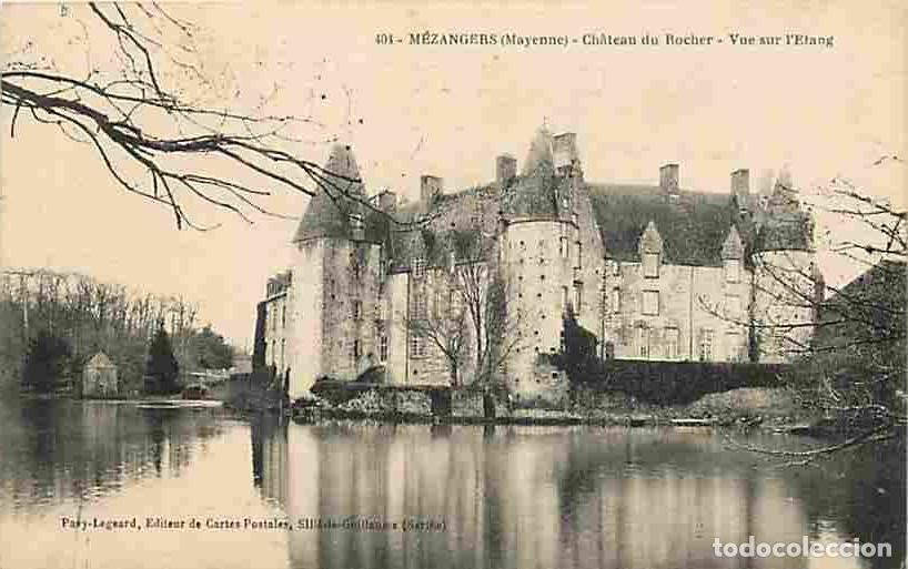 Cartoline: France - 53 - M&eacute;zangers - Le Ch&acirc;teau du Rocher - Vue sur l'&eacute;tang - CPA - Voir Scans Recto-Verso