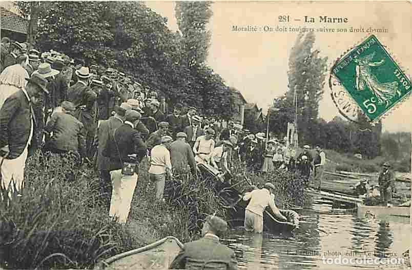 Cartoline: France - 94 - Le Perreux - La Marne et l'Ile Robinson - Moralit&eacute; on doit toujours suivre son droit d