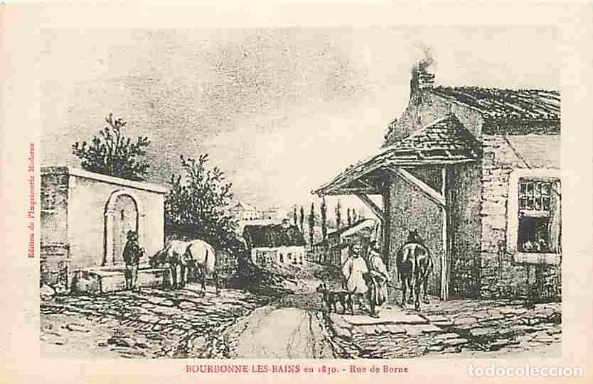 Cartoline: France - 52 - Bourbonne les Bains - Rue de Borne en 1830 - Dessin - Gravue ancienne - CPA - Voir Sca