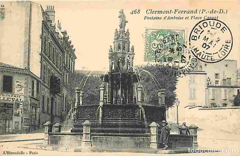 Cartoline: France - 63 - Clermont-Ferrand - Fontaine d'Amboise et Place Carnot - Anim&eacute;e - Oblit&eacute;ration ronde de