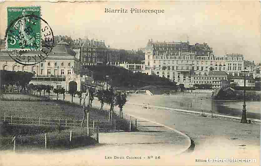 Postais: France - 64 - Biarritz - Les deux Casinos - Oblit&eacute;ration ronde de 1909 - CPA - Voir Scans Recto-Vers