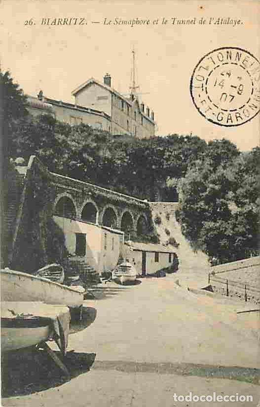 Postais: France - 64 - Biarritz - Le S&eacute;maphore et le Tunnel de l'Atalaye - Correspondance - Oblit&eacute;ration rond