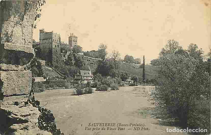 Postales: France - 64 - Sauveterre de B&eacute;arn - Vue prise du Vieux Pont - Oblit&eacute;ration ronde de 1912 - CPA - Voi