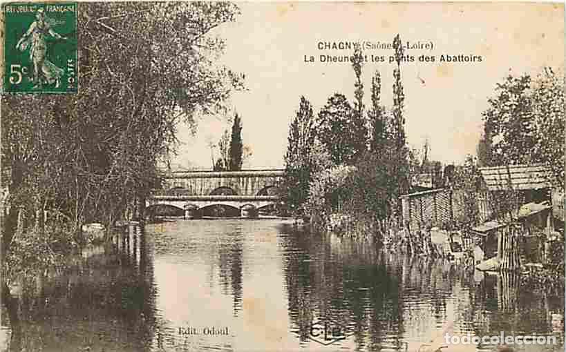 Cartes Postales: France - 71 - Chagny - La Dheune et les ponts des Abattoirs - Oblit&eacute;ration ronde de 1921 - CPA - Voi