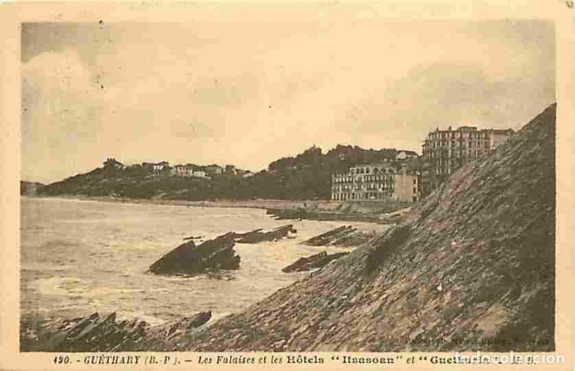 Cartoline: France - 64 - Gu&eacute;thary - Les Falaises et les H&ocirc;tels Itsasoan et Guetharia - Oblit&eacute;ration ronde de 19