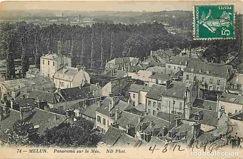 Cartoline: France - 77 - Melun - Panorama sur le M&eacute;e - Oblit&eacute;ration ronde de 1912 - CPA - Voir Scans Recto-Vers