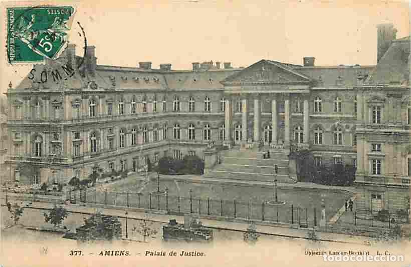 Cartes Postales: France - 80 - Amiens - Palais de Justice - Oblit&eacute;ration ronde de 1912 - CPA - Voir Scans Recto-Verso
