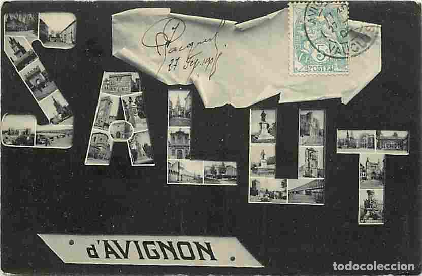Postales: France - 84 - Avignon - Salut d'Avignon - Multivues - Oblit&eacute;ration ronde de 1905 - CPA - Voir Scans