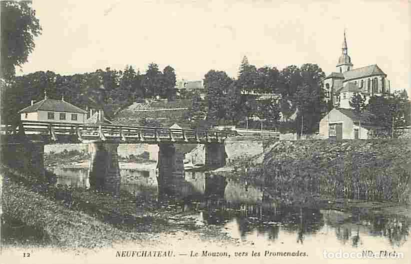 Postkarten: France - 88 - Neufchateau - Le Mouzon vers les Promenades - Correspondance - Voyag&eacute;e en 1916 - CPA -