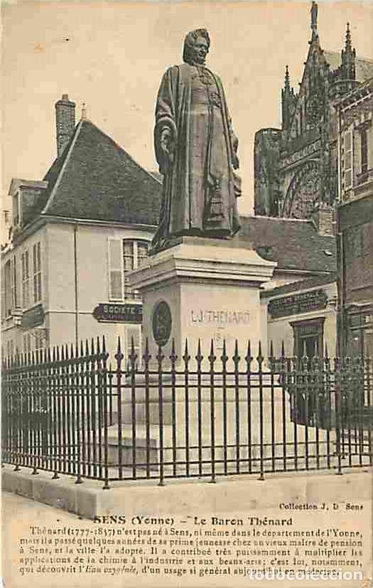 Postkarten: France - 89 - Sens - Le Baron Th&eacute;nard - Monument - Statue - Oblit&eacute;ration ronde de 1918 - CPA - Voir