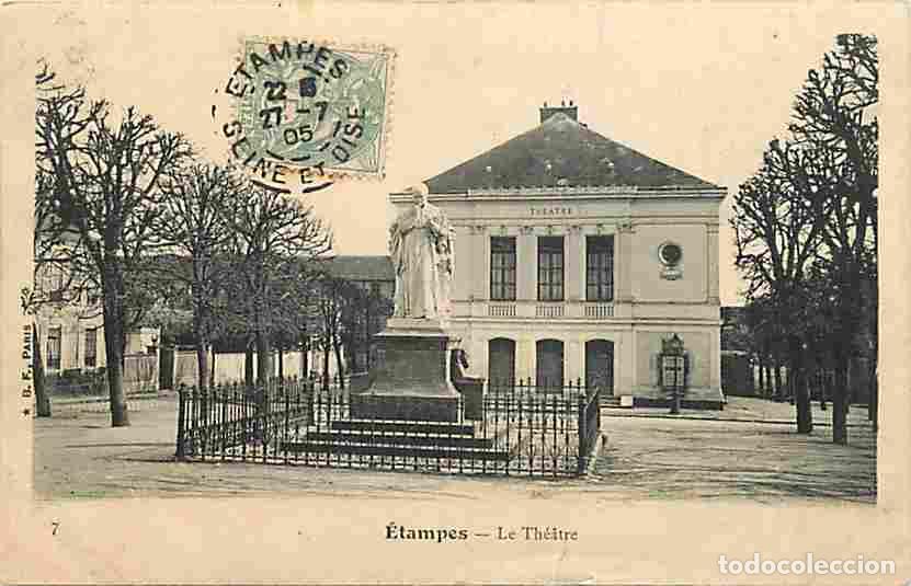 Postkarten: France - 91 - Etampes - Le Th&eacute;atre - Oblit&eacute;ration ronde de 1905 - Etat carte qui se d&eacute;colle - CPA -