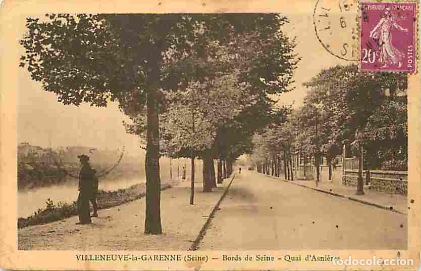 Postkarten: France - 92 - Villeneuve la Garenne - Bords de Seine - Quai d'Asni&eacute;res - Anim&eacute;e - Oblit&eacute;ration ronde