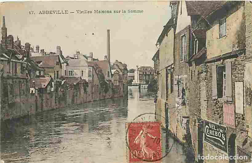 Postkarten: France - 80 - Abbeville - Vieilles Maisons sur la Somme - Coloris&eacute;e - Affiche Publicitaire Sel C&eacute;r&eacute;b