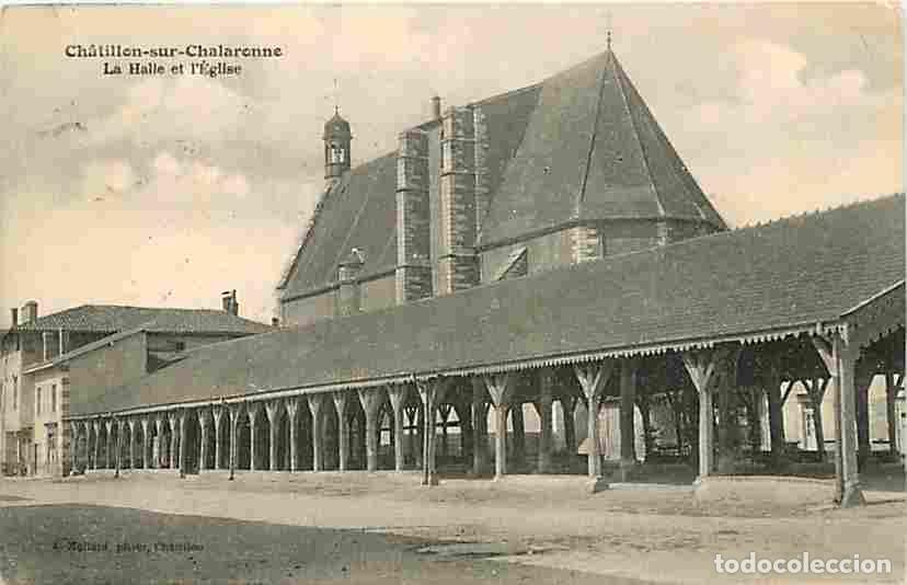 Postkarten: France - 01 - Chatillon sur Chalaronne - La Halle et l'&Eacute;glise - Oblit&eacute;ration ronde de 1924 - CPA - V