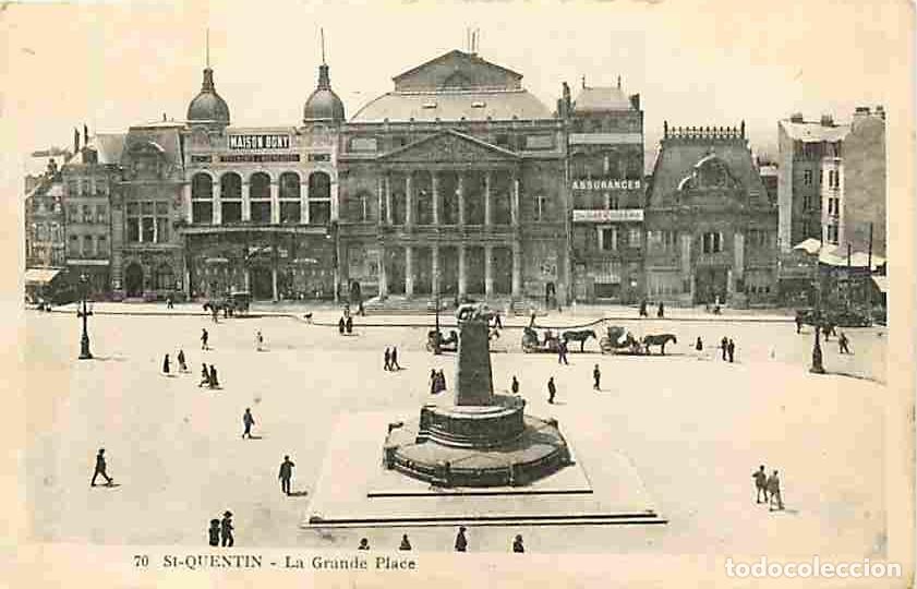 Cartoline: France - 02 - Saint Quentin - La Grande Place - Anim&eacute;e - Cal&egrave;che - Correspondance - CPA - Voir Scans