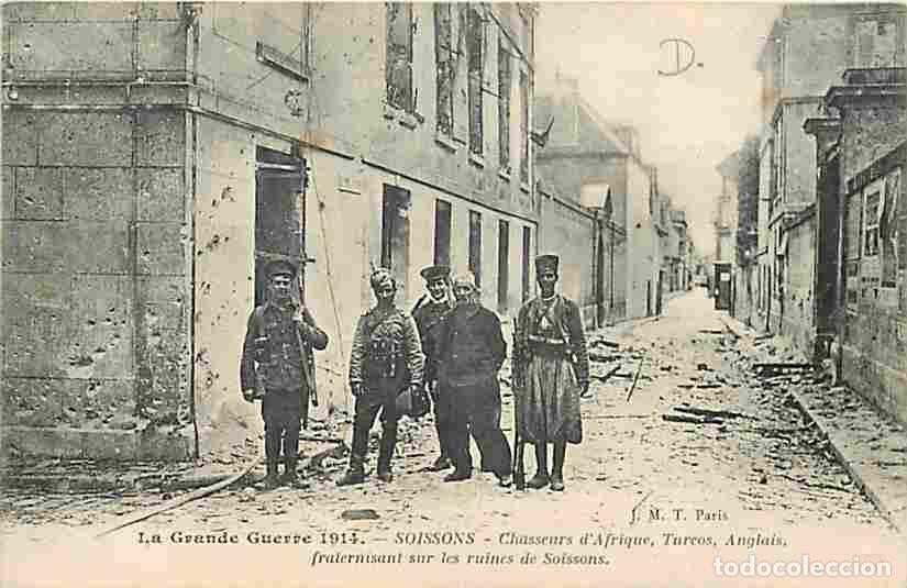 Postais: France - 02 - Soissons - La Grande Guerre 1914 - Chasseurs d'Afrique, Turcos, Anglais - Anim&eacute;e - Mil