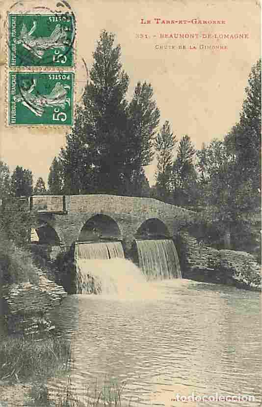 Postais: France - 82 - Beaumont de Lomagne - Chute de la Gimone - Pont - Correspondance - Oblit&eacute;ration ronde