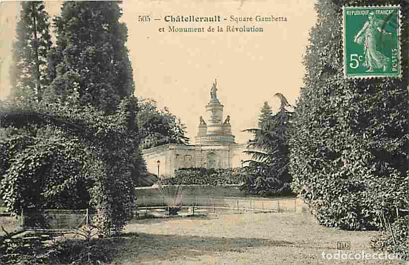 Postcards: France - 86 - Chatellerault - Square Gambetta et Monument de la R&eacute;volution - Oblit&eacute;ration ronde de 1