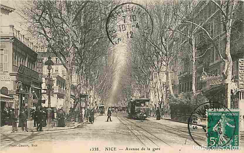 Postkarten: France - 06 - Nice - Avenue de la Gare - Anim&eacute;e - Tramway - Oblit&eacute;ration ronde de 1912 - CPA - Voir