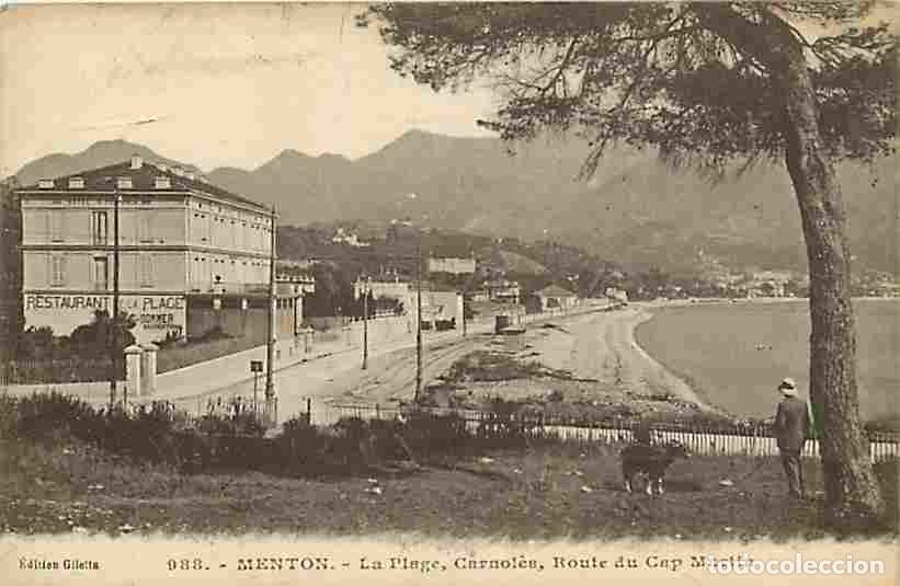 Postkarten: France - 06 - Menton - La Plage - Carnol&egrave;s - Route du Cap Martin - Anim&eacute;e - Oblit&eacute;ration ronde de 19