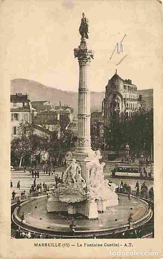 Postales: France - 13 - Marseille - La Fontaine Cantini - Anim&eacute;e - Tramway - Correspondance - Voyag&eacute;e en 1930