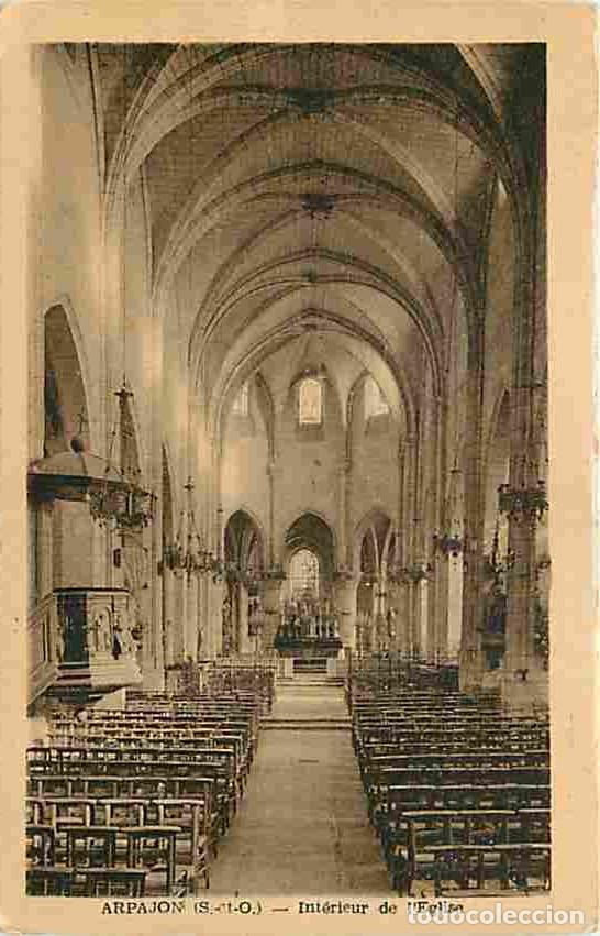 Postais: France - 91 - Arpajon - Int&eacute;rieur de l'Eglise - Correspondance - Oblit&eacute;ration ronde de 1955 - CPA -