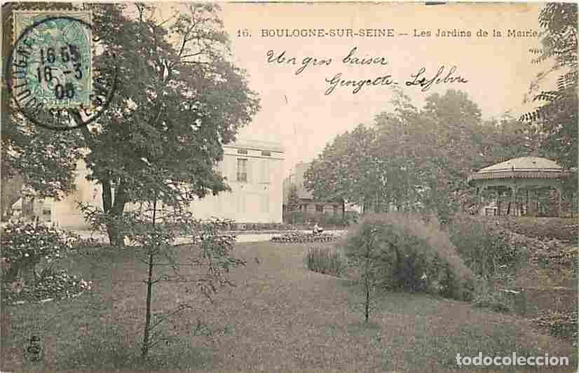 Postais: France - 92 - Boulogne sur Seine - Les Jardins de la Mairie - Pr&eacute;curseur - Oblit&eacute;ration ronde de 190