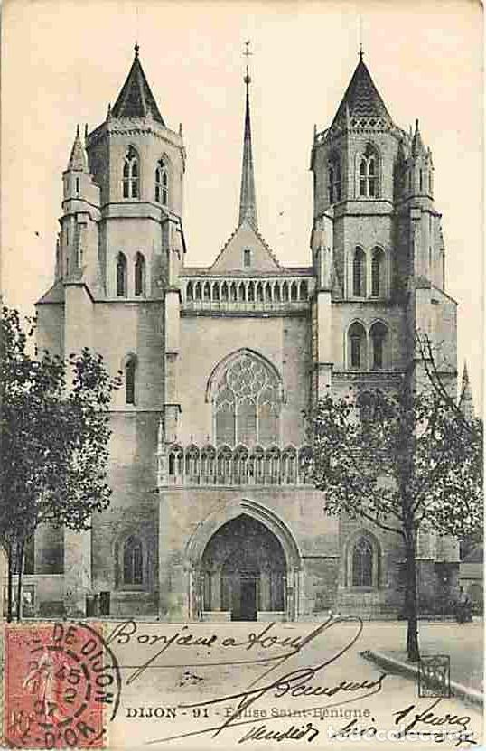 Postais: France - 21 - Dijon - Eglise Saint B&eacute;nigne - Oblit&eacute;ration ronde de 1907 - Etat pli visible - CPA - V