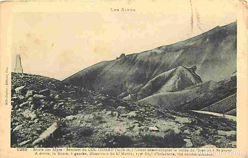 Postkarten: France - 05 - Hautes Alpes - Sommet du Col Izoard - A gauche Monument du Lieutenant Martin - Carte N