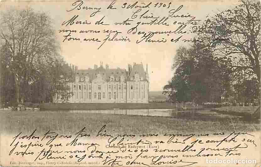 Postcards: France - 27 - Radepont - Le Ch&acirc;teau - Correspondance - Oblit&eacute;ration ronde de 1905 - Pr&eacute;curseur - CPA