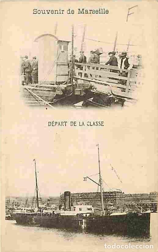 Cartoline: France - 13 - Marseille - D&eacute;part de la Classe - Bateaux - Anim&eacute;e - Multivues - Correspondance - CPA