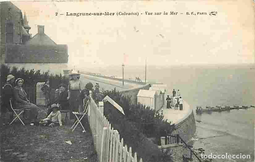 Postales: France - 14 - Langrune sur Mer - Vue sur la Mer - Anim&eacute;e - Oblit&eacute;ration ronde de 1917 - CPA - Voir S