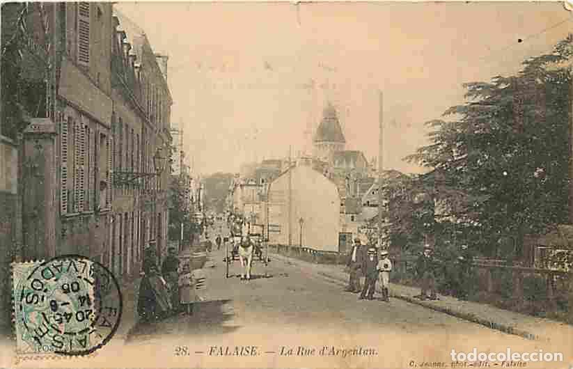 Postkarten: France - 14 - Falaise - La Rue d'Argentan - Anim&eacute;e - Oblit&eacute;ration ronde de 1905 - Etat l&eacute;ger pli vis