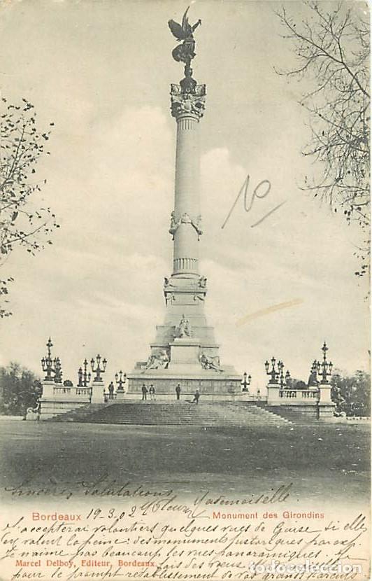 Postales: France - 33 - Bordeaux - Monument des Girondins - Anim&eacute;e - Pr&eacute;curseur - Oblit&eacute;ration ronde de 1902 -