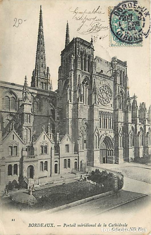 Cartoline: France - 33 - Bordeaux - Portail m&eacute;ridional de la Cath&eacute;drale - Oblit&eacute;ration ronde de 1904 - Pr&eacute;curse