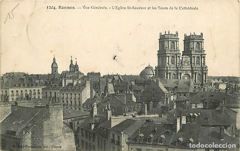 Postales: France - 35 - Rennes - Vue G&eacute;n&eacute;rale - L'Eglise St-Sauveur et les Tours de la Cath&eacute;drale - Oblit&eacute;rati